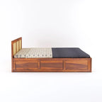 Wood King Size Cane Bed With Box Storage - Honey Finish