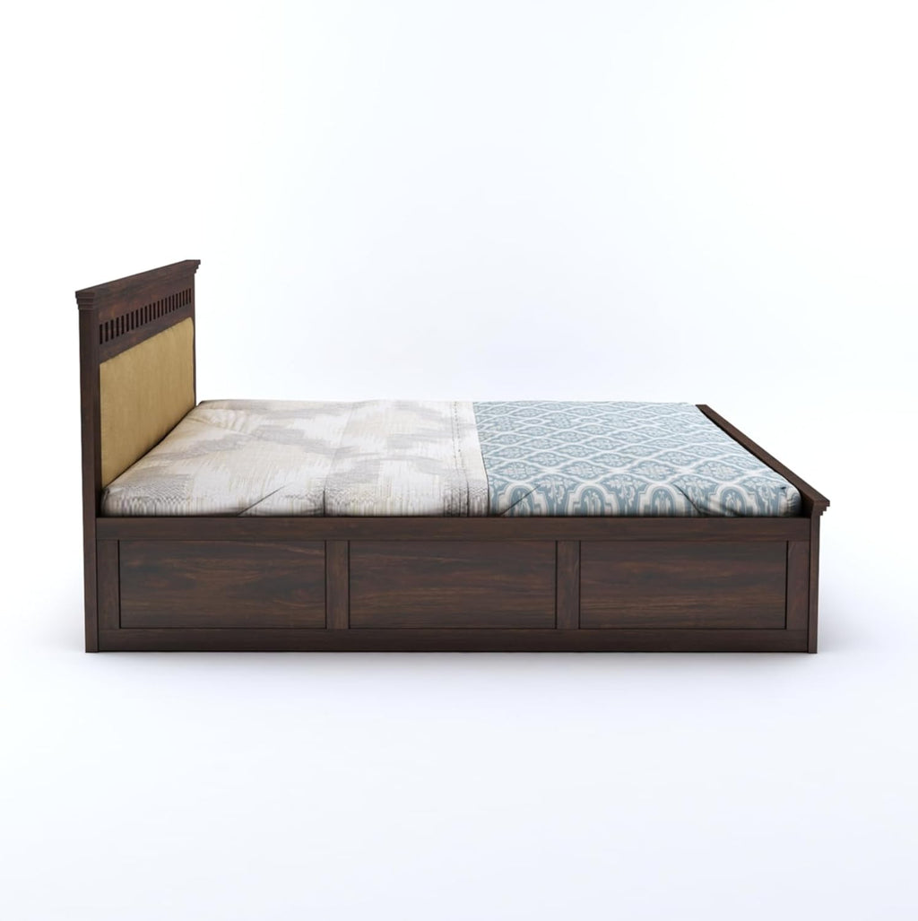 Sheesham Wood King Size Box Storage Bed Home Wooden Double Bed Cot Palang for Living Room and Hotels