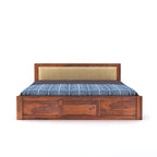 Sheesham Wood King Size Bed Without Storage Wooden Headboard Cushion Cot Double Bed Furniture for Bedroom Living Room Home