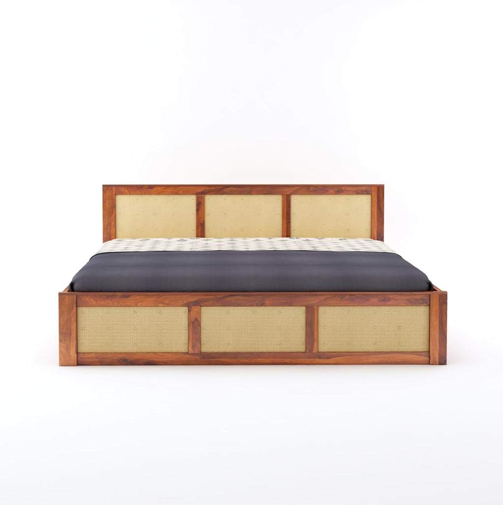 Sheesham Wood King Size Bed with Hydraulic Storage Wooden Double Bed Cot Palang Furniture for Bedroom Living Room Home Furniture