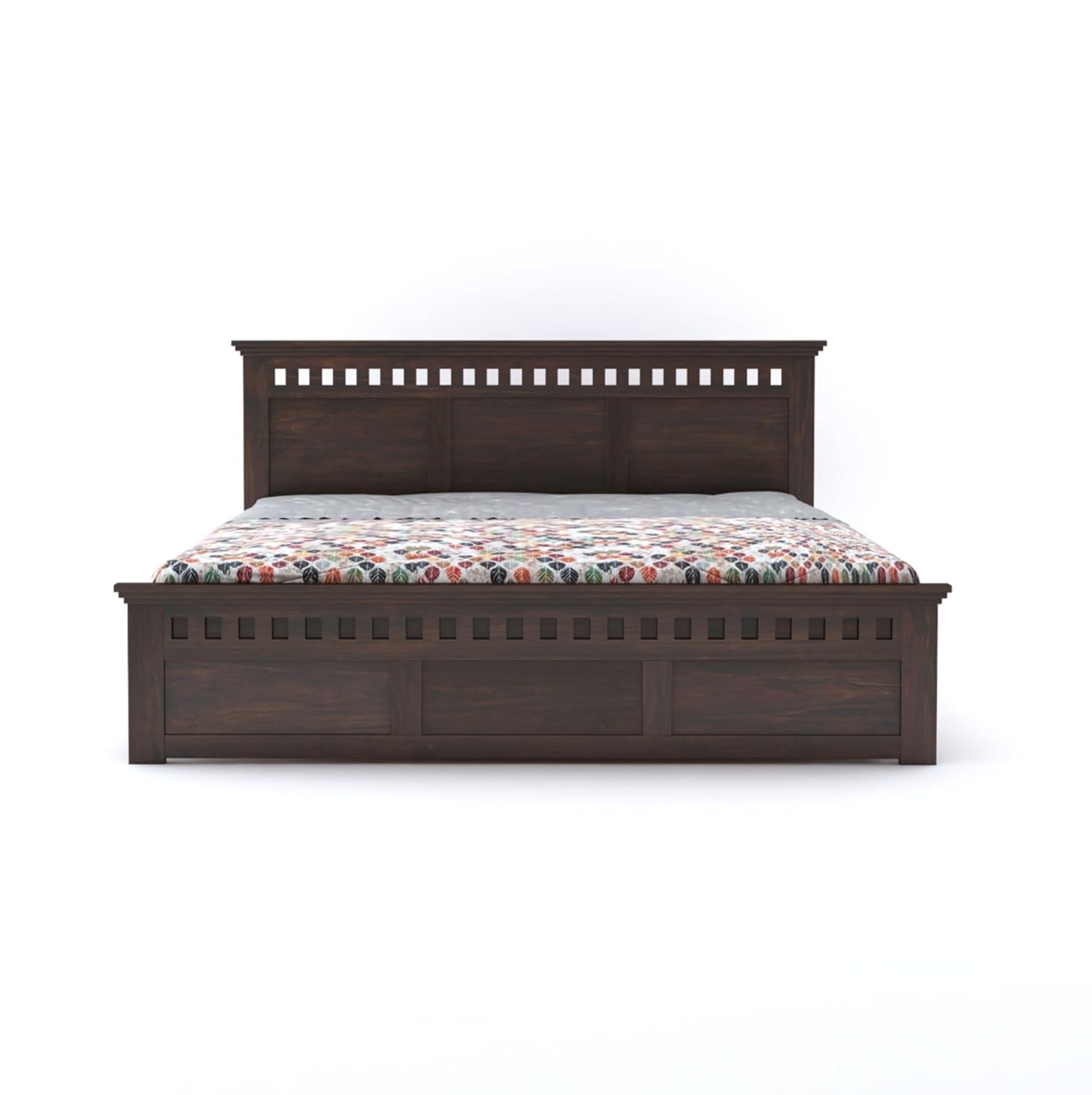 Goyal Handicraft Sheesham Wood King Size Bed Without Storage for Bedroom Home Wooden Double Bed Cot Palang Furniture for Living Room and Hotels - (Walnut Finish) | 1 Year Warranty