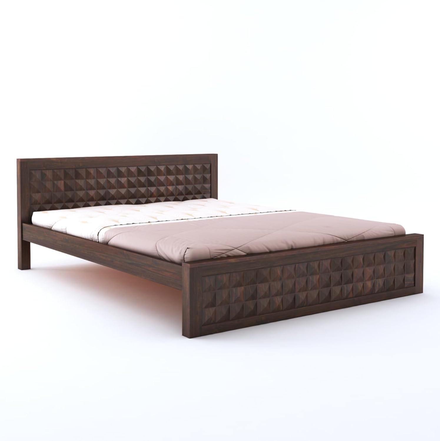 Sheesham Wood Queen Size Bed with Box Storage and Headboard | Durable Wooden Double Bed Cot Palang Furniture for Bedroom, Living Room, Guest Room, Hotel and Home