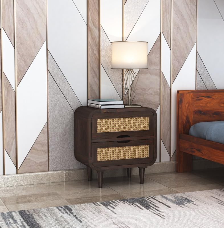 Sheesham Wood Bedside Table with Cabinet Storage Night Stand Sofa Side Table End Table Furniture for Living Room Home Office