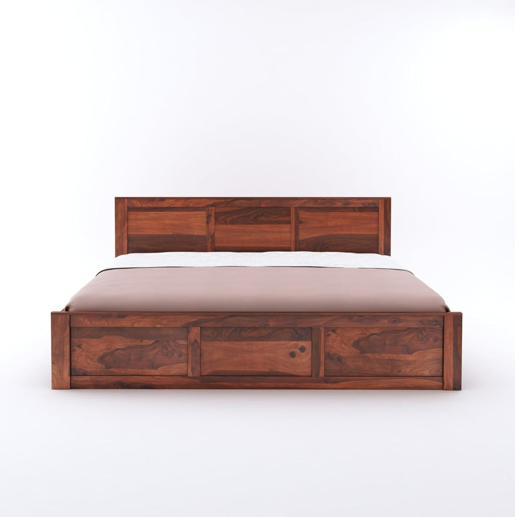 Double Bed Cot Palang With Headboard Queen Size - Honey Finish (WTS)