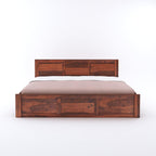 Double Bed Cot Palang With Headboard Queen Size - Honey Finish (WTS)
