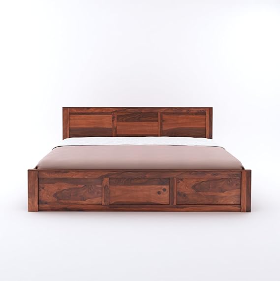 Goyal Handicraft Sheesham Wood King Size Bed Without Storage for Bedroom Living Room Home Hotel Solid Wood Double Bed Cot Palang Furniture (Honey Finish)