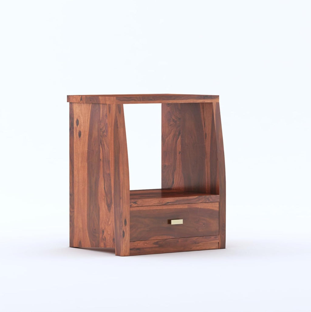 Sheesham Wood Bedside Table with Cabinet Storage Night Stand Sofa Side Table End Table Furniture for Living Room Home Office