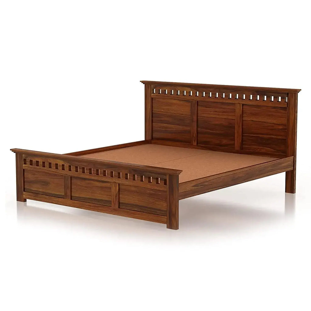 King Size Without Storage Double Bed Cot Palang - Honey Finish