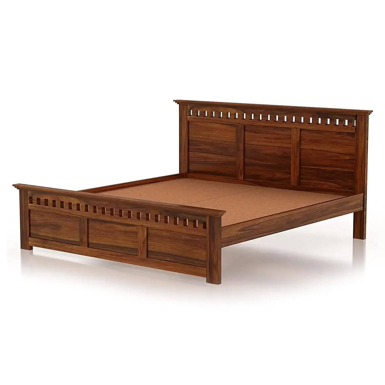 King Size Without Storage Double Bed Cot Palang - Honey Finish