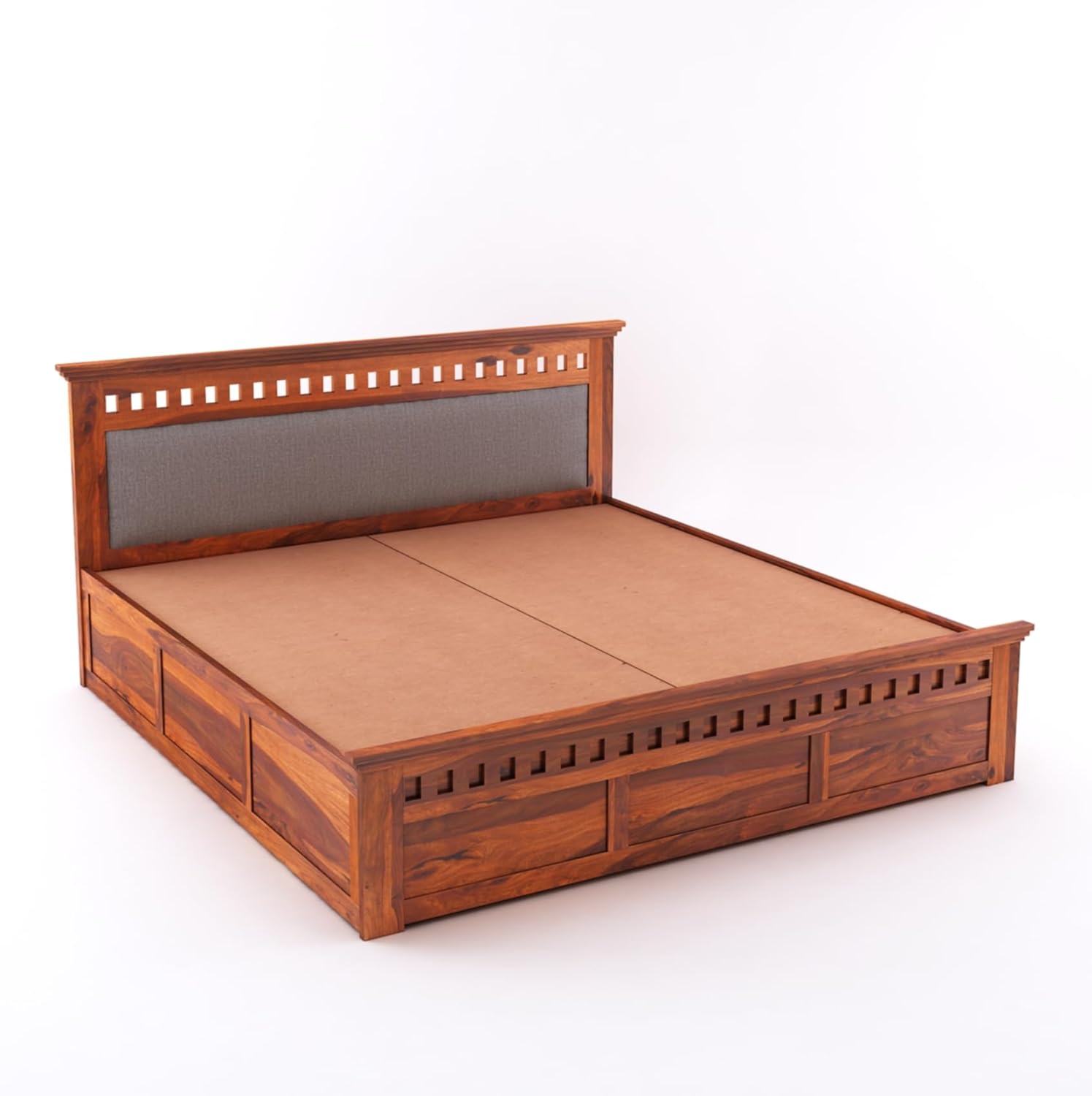 Sheesham Wood Queen Size Bed with Box Storage | 1 Year Warranty | Wooden Double Bed Cot Palang Furniture for Bedroom Living Room Home Hotel