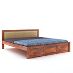Sheesham Wood King Size Bed Without Storage Wooden Headboard Cushion Cot Double Bed Furniture for Bedroom Living Room Home