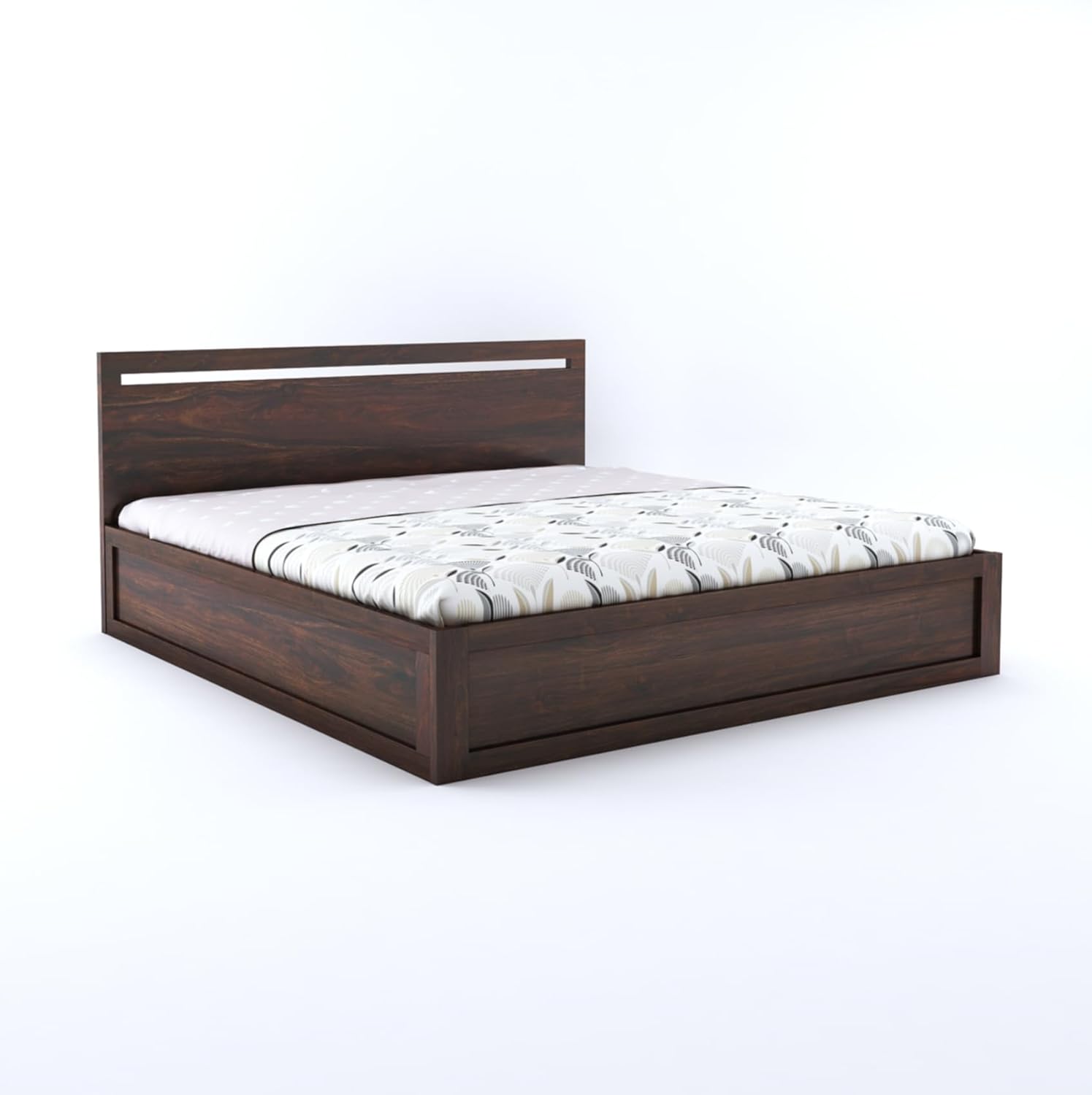 Goyal Handicraft Sheesham Wood Queen Size Bed with Storage for Bedroom Living Room Home Hotel Bed with Headboard Pannel Wooden Double Bed Cot Palang Furniture (Walnut Finish)| 1 Year Warranty