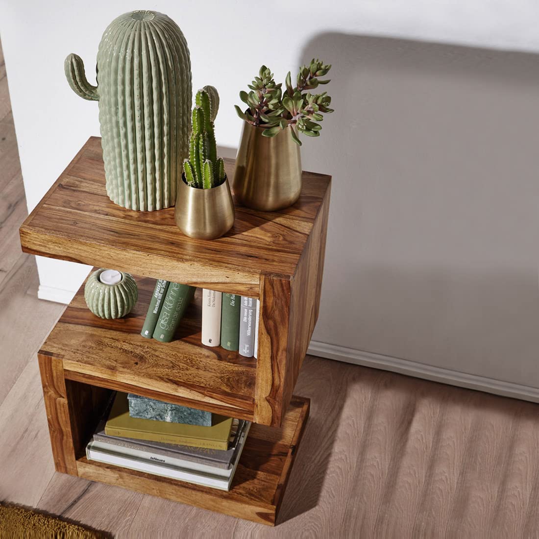 Sheesham Wood Bedside Table with Cabinet Storage Night Stand Sofa Side Table End Table Furniture for Living Room Home Office