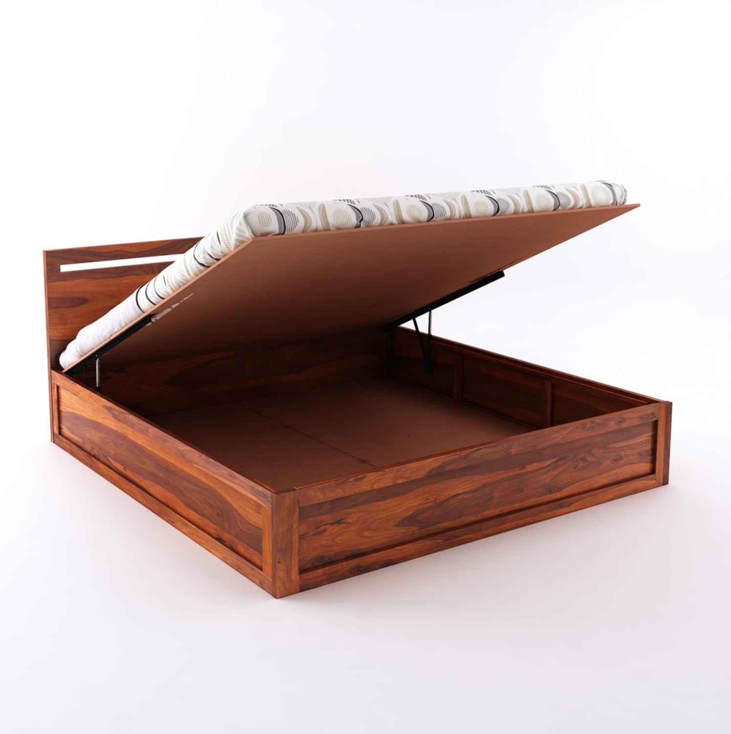 Sheesham Wood Queen Size Bed with Storage for Bedroom Living Room Home Hotel Bed with Headboard Pannel Wooden Double Bed Cot Palang Furniture