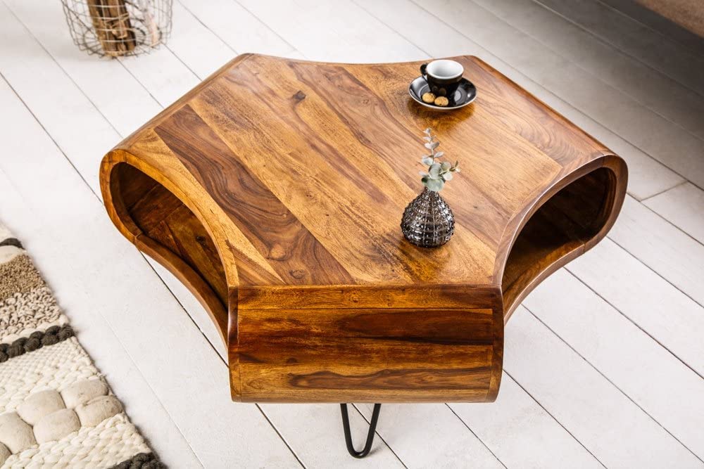 Sheesham Wood Coffee Table with Shelf Storage Wooden Teapoy Tea Table Center Table Furniture for Bedroom Living Room Home Office