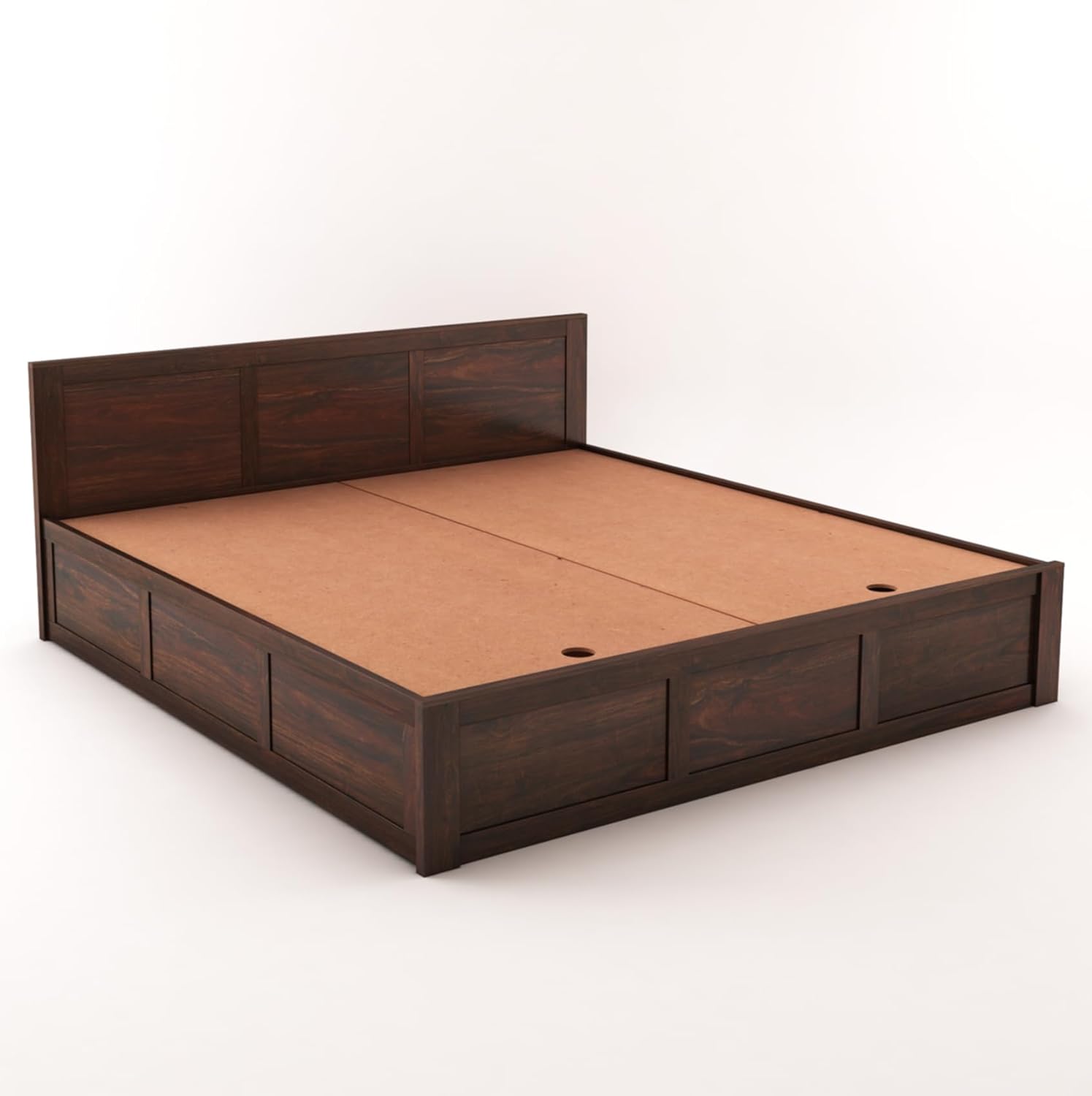 Goyal Handicraft Solid Sheesham Wood King Size Bed with Storage for Bedroom Wooden Palang for Living Room Home (Walnut Finish) | 1 Year Warranty