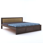 Sheesham Wood King Size Bed Without Storage Wooden Headboard Cushion Cot Double Bed Furniture for Bedroom Living Room Home