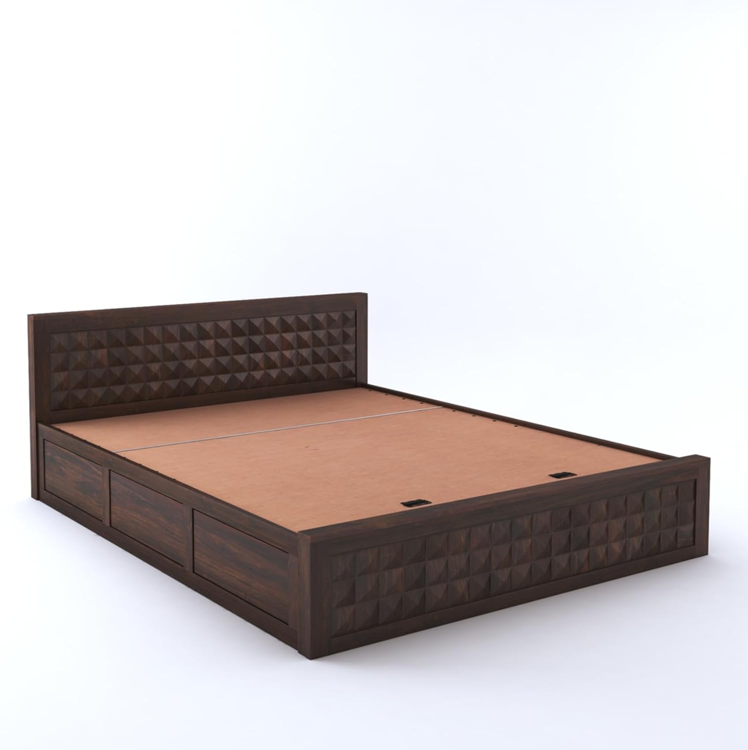 Sheesham Wood Queen Size Bed with Box Storage and Headboard | Durable Wooden Double Bed Cot Palang Furniture for Bedroom, Living Room, Guest Room, Hotel and Home