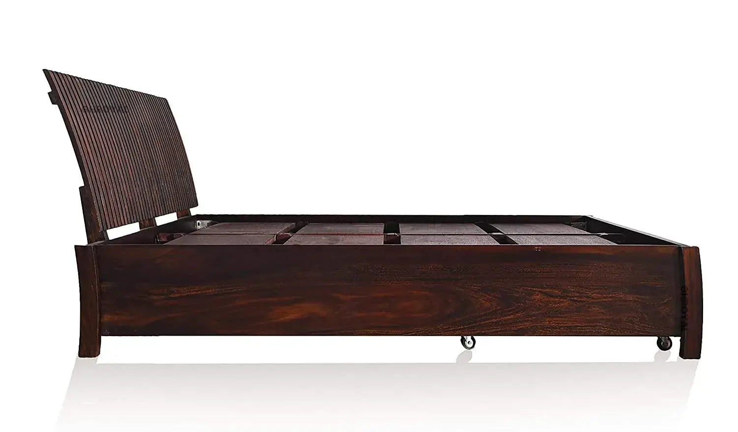 Queen Size Bed For Bedroom With Storage | Dark Brown Finish