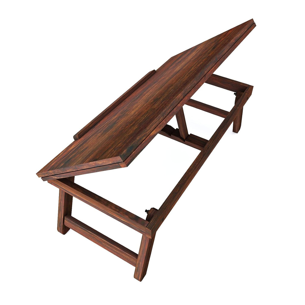 Sheesham Wood Rectangle Laptop Desk and Study Table | Solid Wooden Adjustable and Foldable Design Table for Home and Office