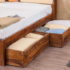 Sheesham Wood Queen Size Bed with Headboard and 4 Drawer Storage Wooden Double Bed Cot Palang Furniture for Bedroom Living Room Home