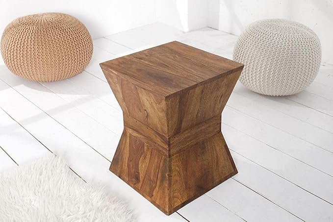 Goyal Handicraft Solid Sheesham Wood Sofa Side Stool Wooden End Table Accent Table Furniture Bedroom Living Room Home Office (Honey Finish)