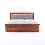 Queen Size Box Storage Double Bed Cot Palang - Grey & Honey