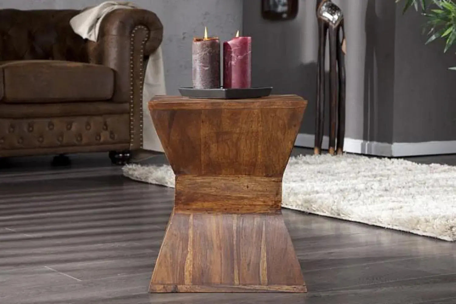 Sheesham Wood Sofa Side Stool Wooden End Table