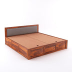 Sheesham Wood Queen Size Bed with Box Storage for Bedroom Living Room Home Hotel Bed with Headboard Pannel Wooden Double Bed Cot Palang Furniture