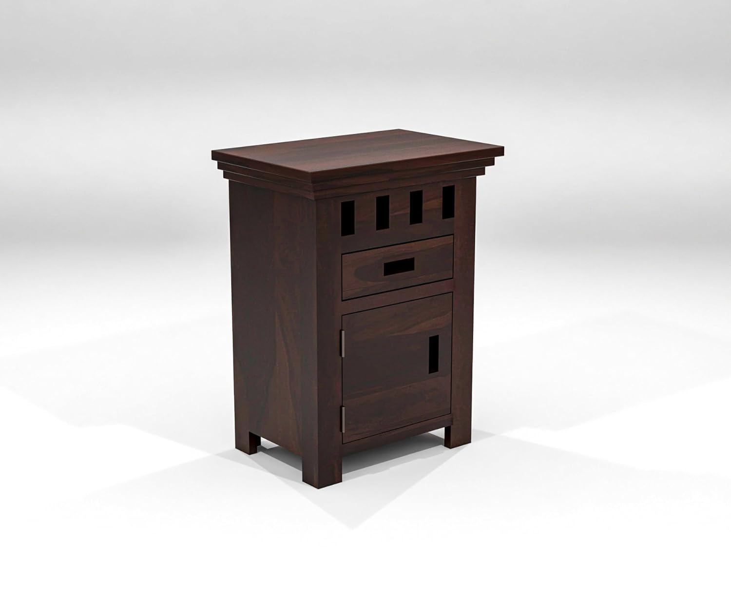 Sheesham Wood Bedside Table with One Drawer and Cabinet Storage for Bedroom, Living Room, Office Nightstand Sofa Side Table End Table Furniture