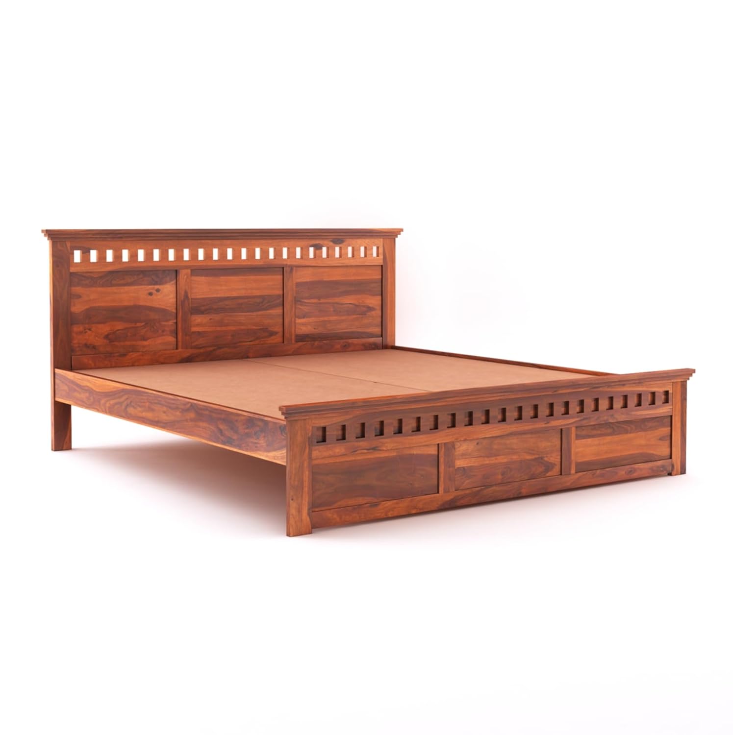 Goyal Handicraft Sheesham Wood Queen Size Bed Without Storage for Bedroom Home Wooden Double Bed Cot Palang Furniture for Living Room and Hotels - (Honey Finish) | 1 Year Warranty