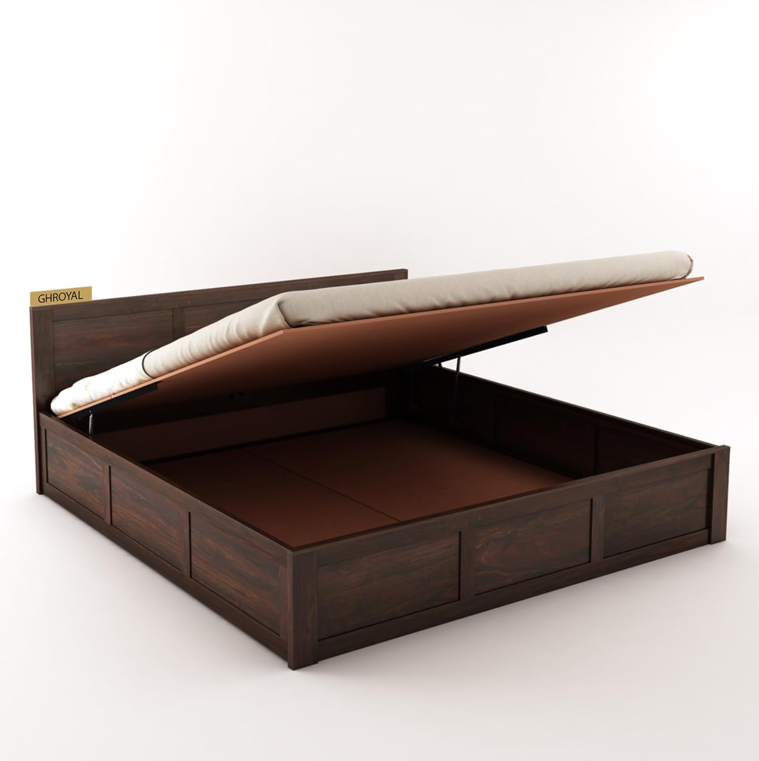 Sheesham Wood Queen Size Bed with Hydraulic Storage for Bedroom Living Room Home Hotel Furniture Wooden Double Bed Cot Palang for Guest Room