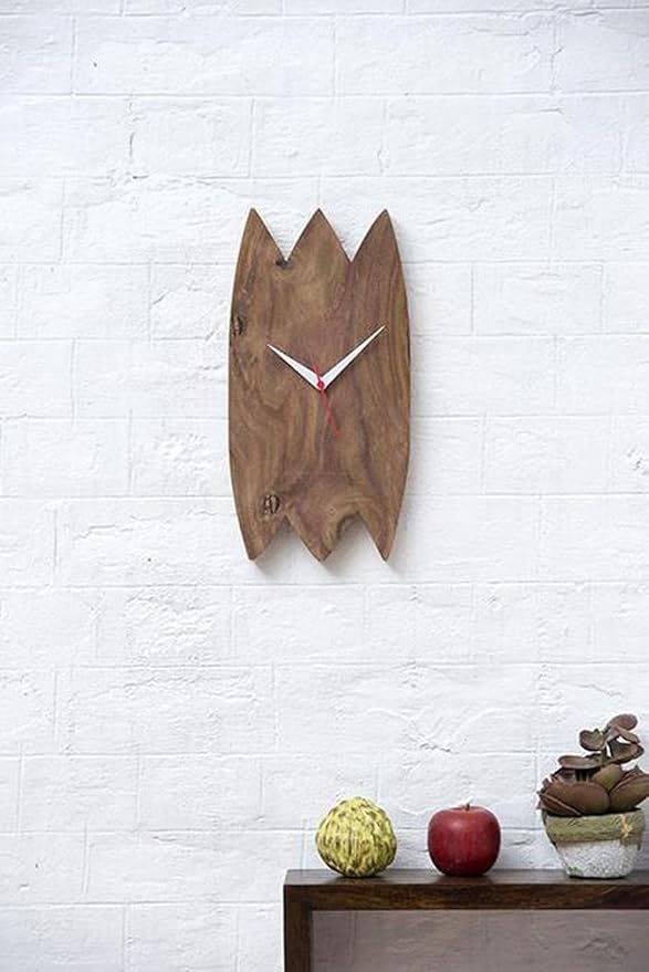 Goyal Handicraft Sheesham Wood Analog Wall Clock Classic Clock Contemporary Solid Wooden Frame Handcrafted Hanging Analog Wall Clock for Décor Home Living Room Bedroom (Brown)