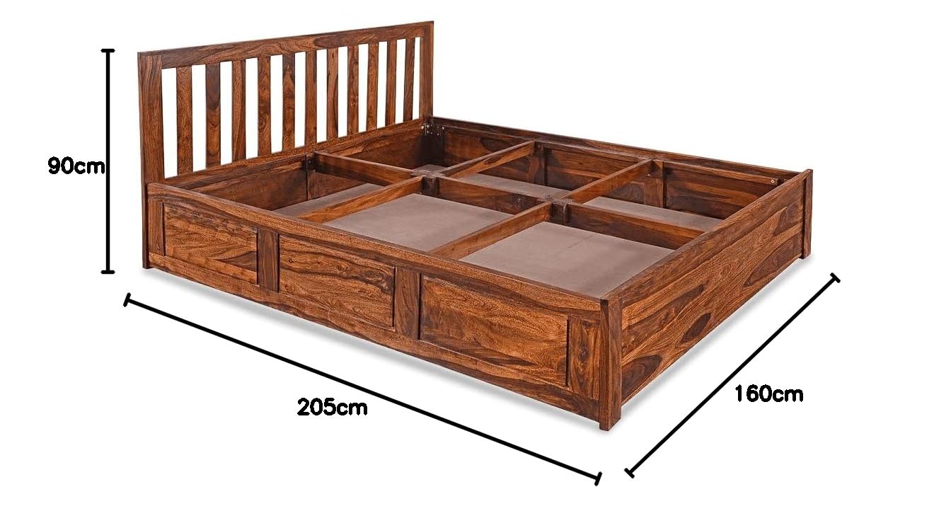 Sheesham Wood Queen Size Bed with Box Storage for Bedroom Living Room Home Hotel Wooden Double Bed Cot Palang Furniture