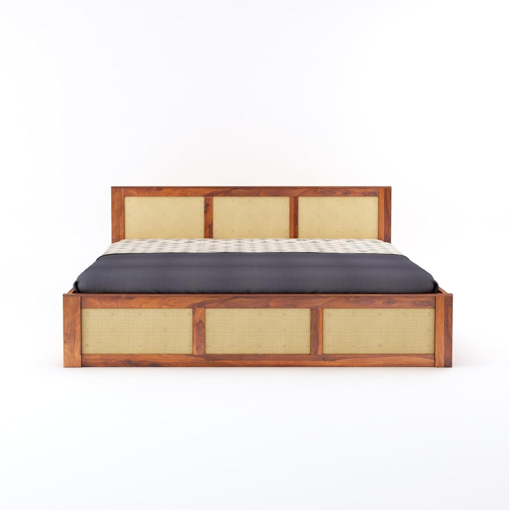 Sheesham Wood Queen Size Bed with Box Storage for Bedroom Home Living Room Hotel Wooden Double Bed Cot Palang Furniture