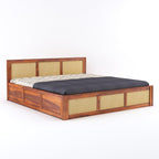 Sheesham Wood King Size Bed with Hydraulic Storage Wooden Double Bed Cot Palang Furniture for Bedroom Living Room Home Furniture