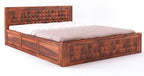Sheesham Wood Queen Size Bed with Box Storage and Headboard | Durable Wooden Double Bed Cot Palang Furniture for Bedroom, Living Room, Guest Room, Hotel and Home