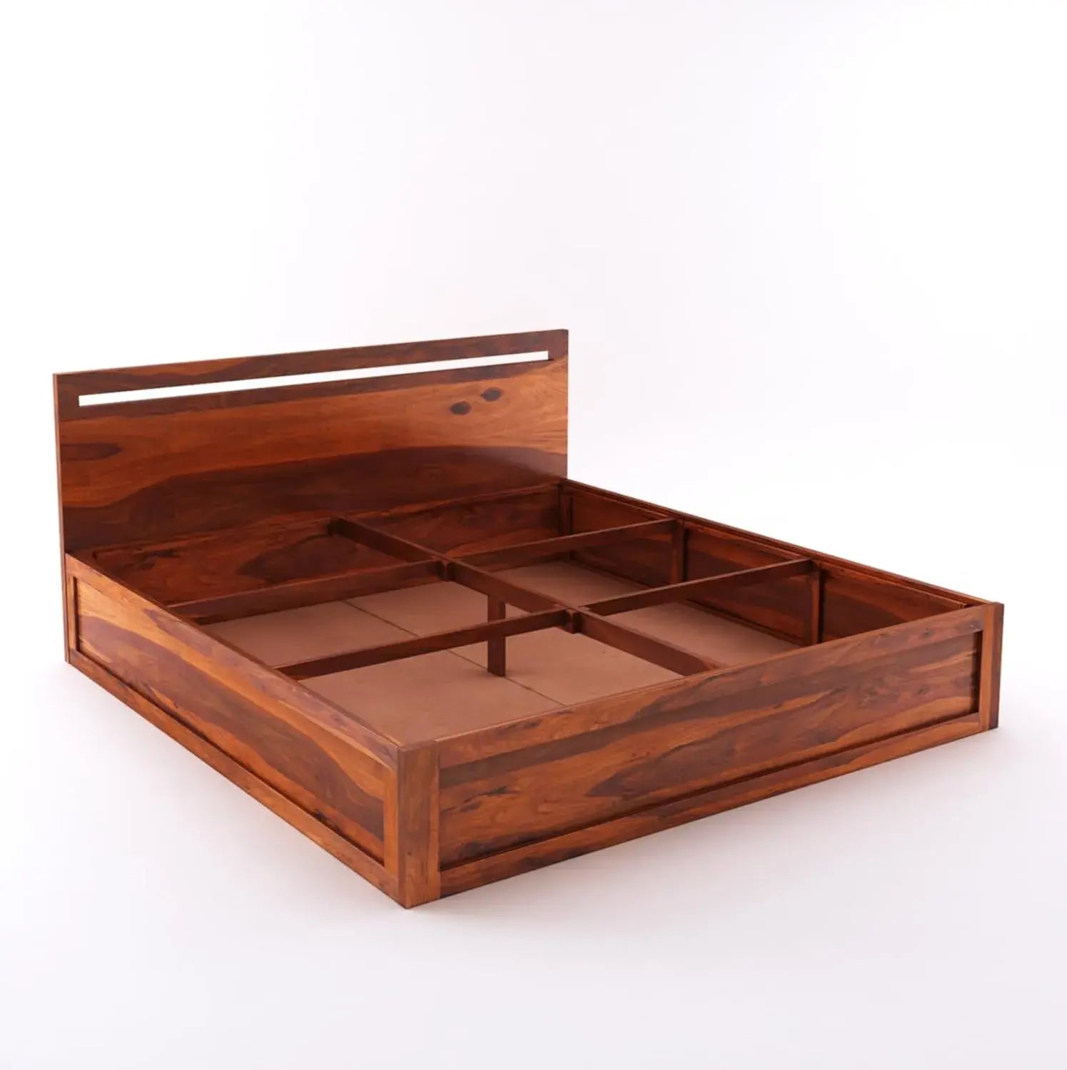 King Size Bed With Box Storage | Honey Finish
