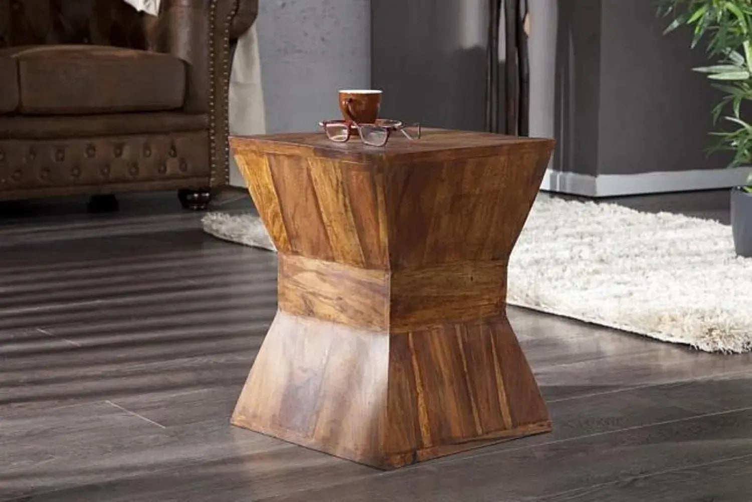Sheesham Wood Sofa Side Stool Wooden End Table