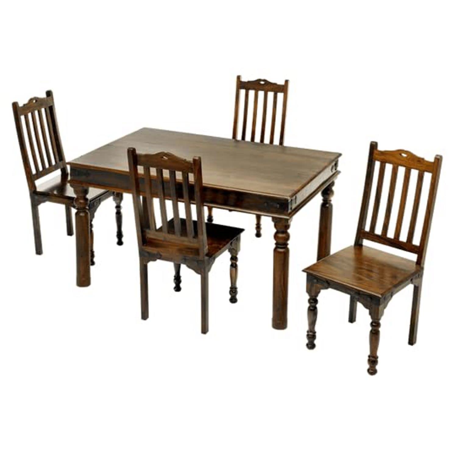 Goyal Handicraft Sheesham Wood Dining Table 4 Seater | Space Saving Four Seater Dinning Table Set with 4 Chairs for Home Office Restaurant & Hotel Wooden Dinner Table 4 Seater Furniture (Walnut Finish)