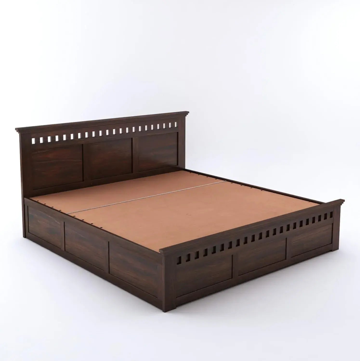Kuber King Size Bed With Hydraulic Storage - Walnut Finish