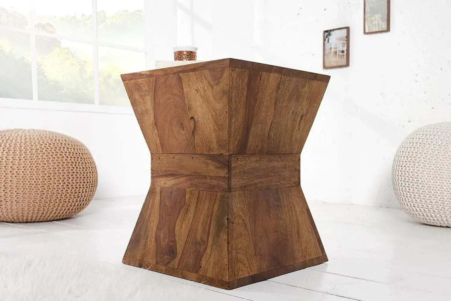 Sheesham Wood Sofa Side Stool Wooden End Table