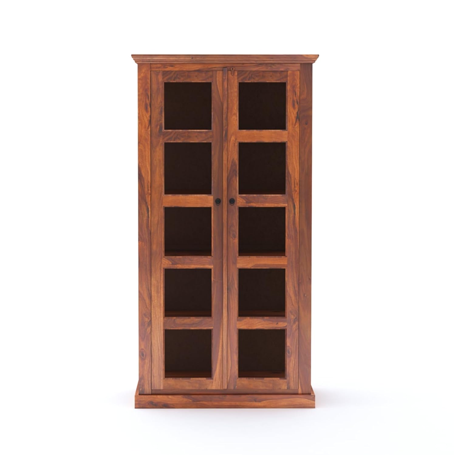 Sheesham Wood Bookshelf with Glass Door for Home Library Solid Wood Bookcase Wooden Crockery Cabinet for Kitchen Book Shelf