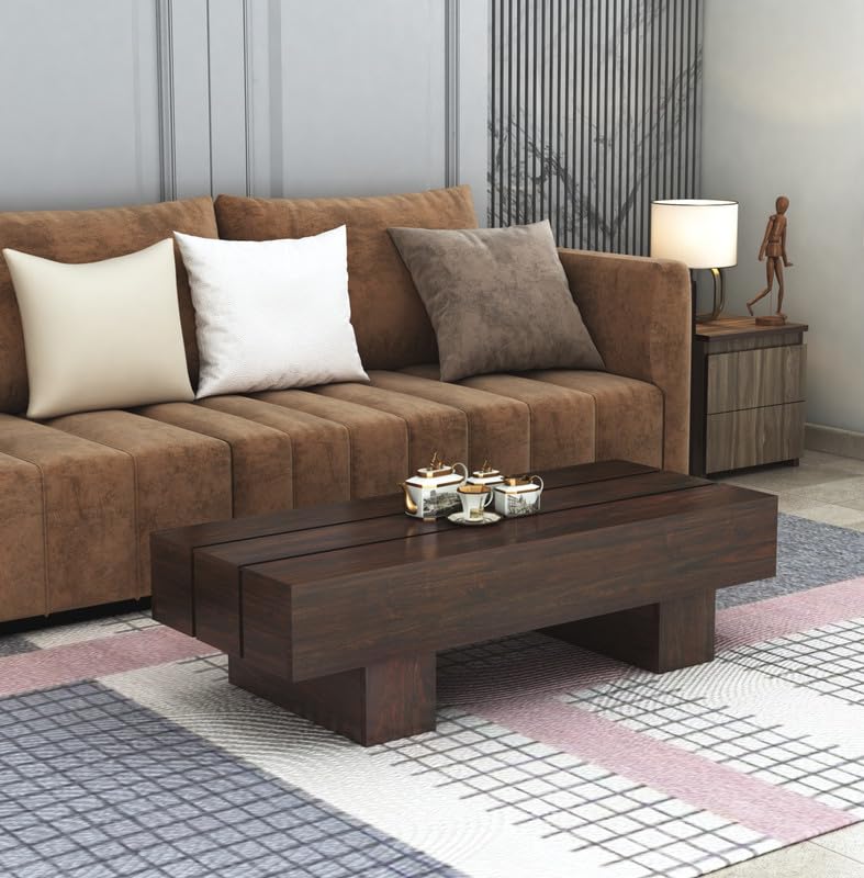 Wood Rectangle Center Coffee Table | Multipurpose Modern Tea Table | Durable Wooden Teapoy Furniture for Home, Lounge, Living Room, Hotels, Hall and Office