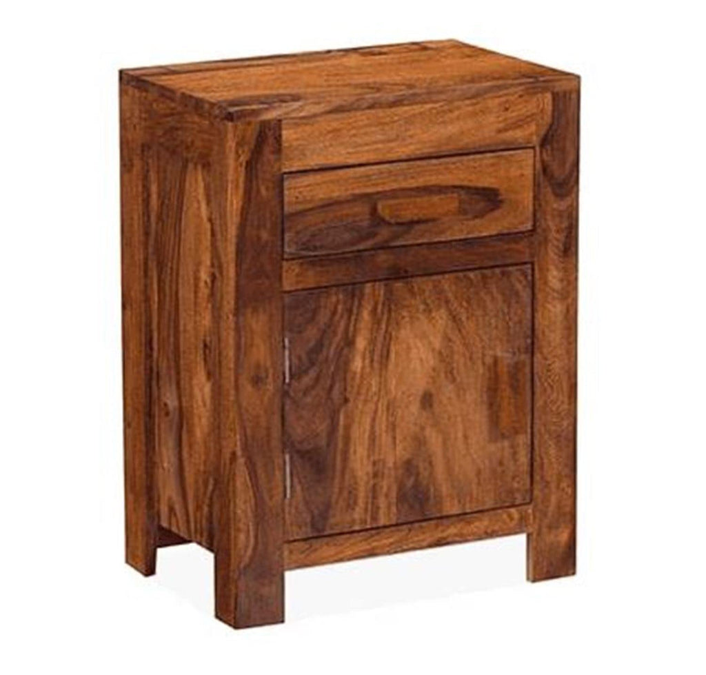 Sheesham Wood Bedside Table with Cabinet Storage Night Stand Sofa Side Table End Table Furniture for Living Room Home Office