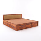 Sheesham Wood Queen Size Bed with Box Storage for Bedroom Living Room Home Hotel Wooden Double Bed Cot Palang Furniture