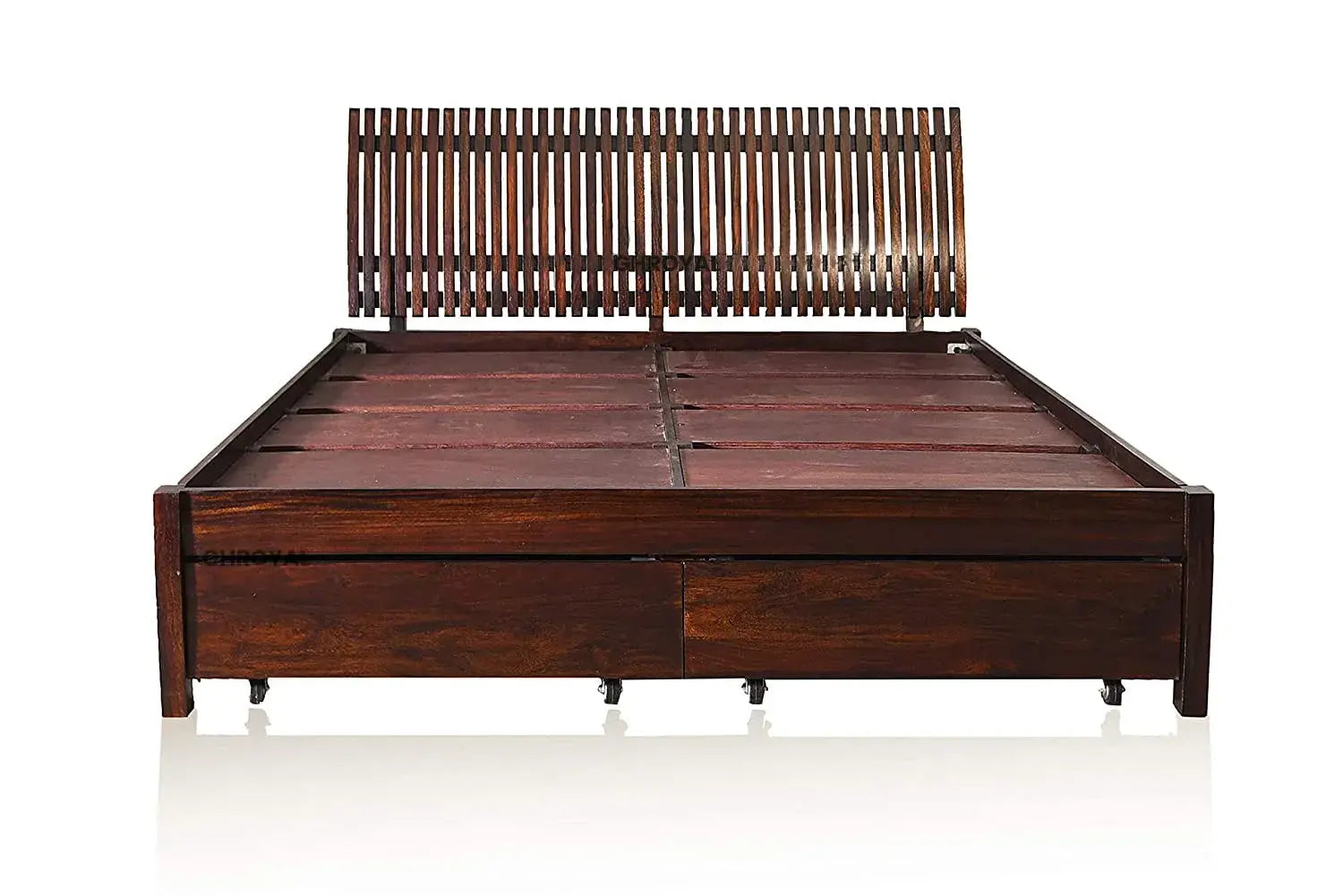 Queen Size Bed For Bedroom With Storage | Dark Brown Finish