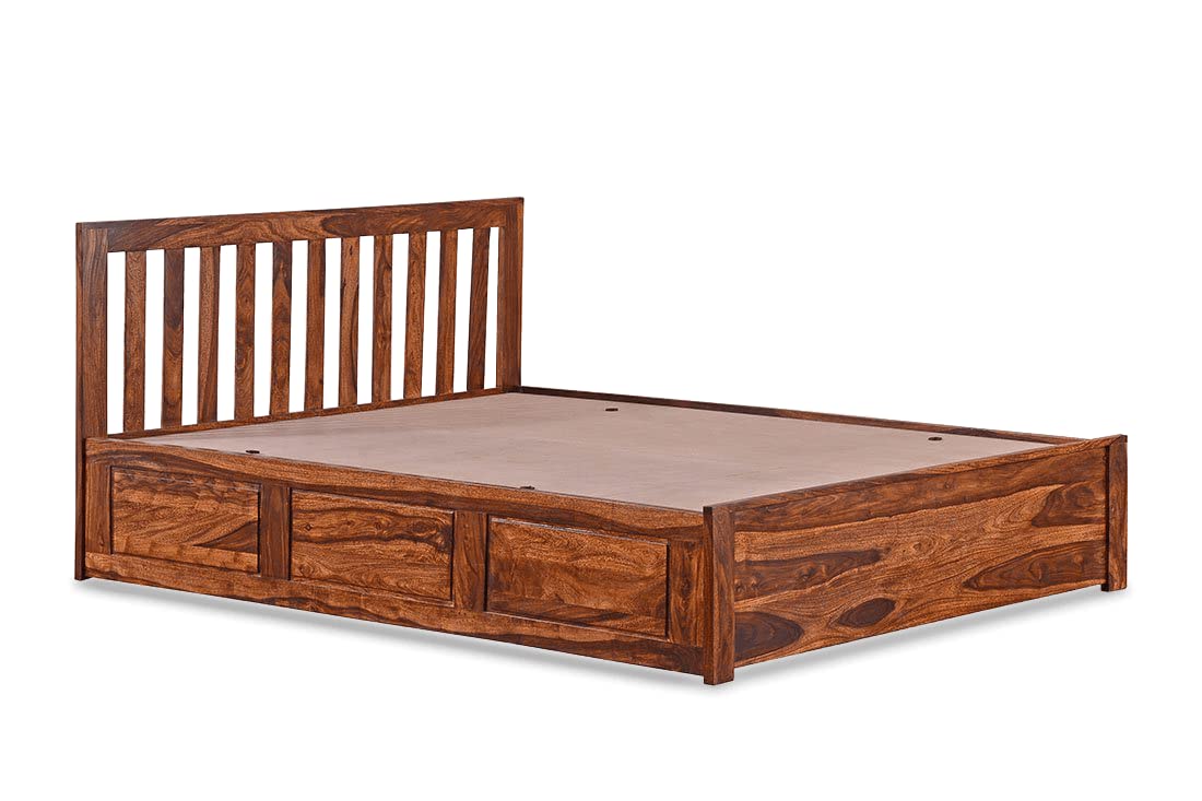 Sheesham Wood King Size Bed with Box Storage for Bedroom Living Room Home Hotel Wooden Double Bed Cot Palang Furniture