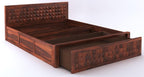 Sheesham Wood Queen Size Bed with Box Storage and Headboard | Durable Wooden Double Bed Cot Palang Furniture for Bedroom, Living Room, Guest Room, Hotel and Home