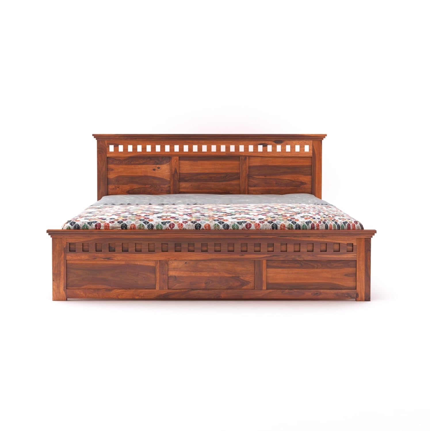 Goyal Handicraft Sheesham Wood Queen Size Bed Without Storage for Bedroom Home Wooden Double Bed Cot Palang Furniture for Living Room and Hotels - (Honey Finish) | 1 Year Warranty